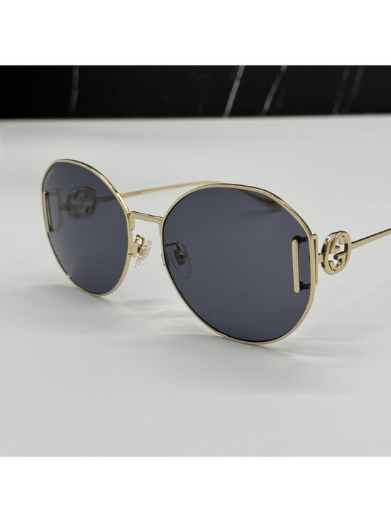 New Gucci GG1206SA 002 Women Oversized Gold Gray Sunglasses
